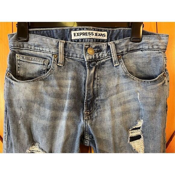 Express Jeans Mens Size 28 X 30 Distressed Rocco Slim Fit Skinny (1823) - Picture 5 of 10